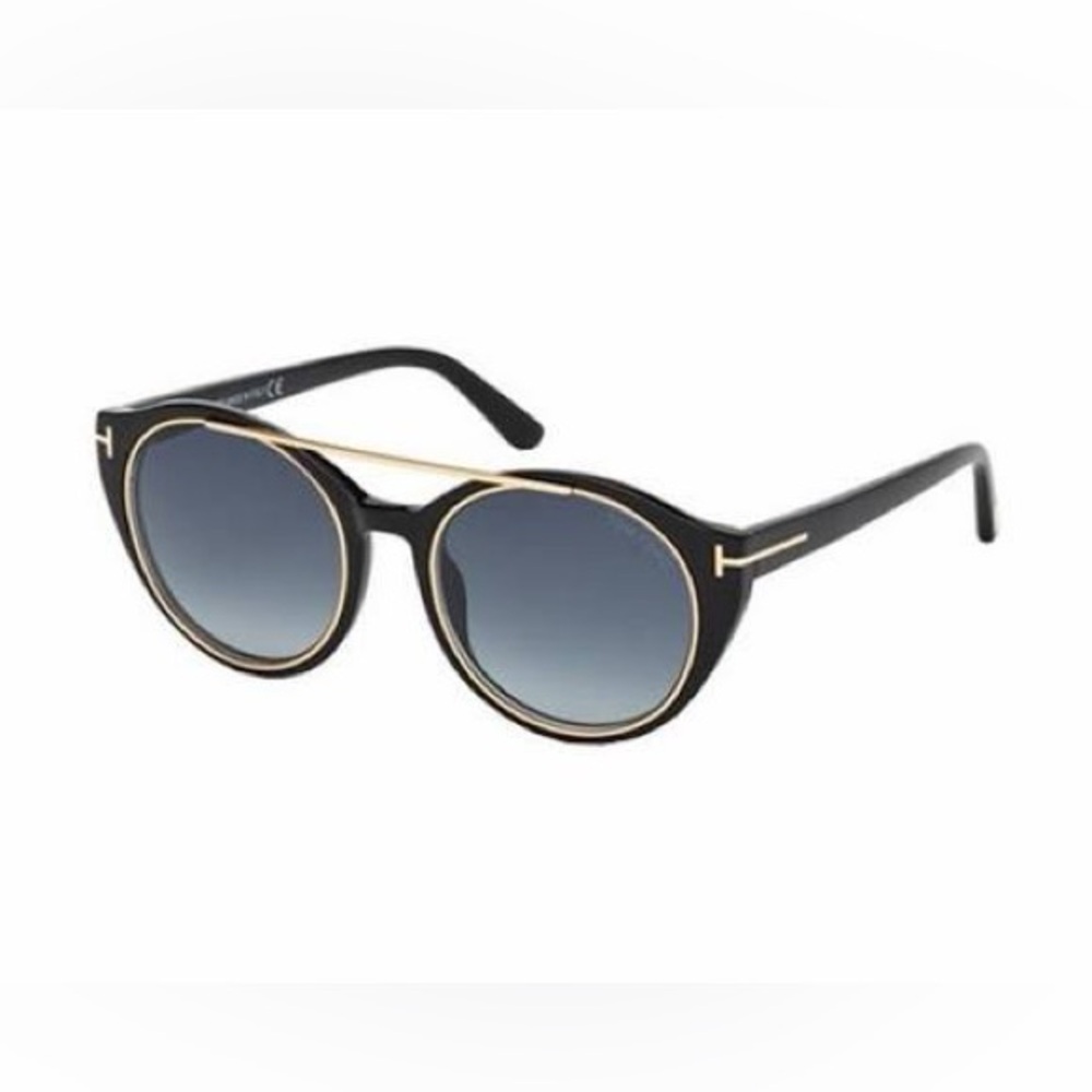 Tom Ford sunglasses - Black with gold hardware - Gradient blue lenses